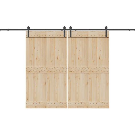 Schiebetürbeschlag-Set 366 cm Stahl Schwarz