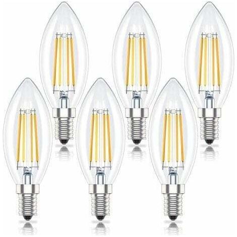 Éclairez vos espaces avec une douceur chaleureuse grâce à notre Pack de 6 Ampoules Bougie LED E14 à Intensité Variable, 4W (Remplace 40W) (1/5)