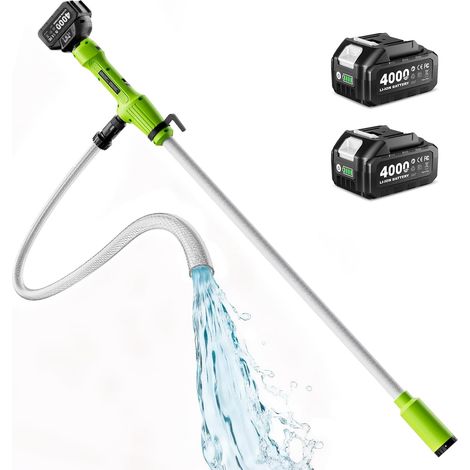 Pompe de transfert sans fil pour eau/diesel, filtre Ø5,6cm, 2725l/h vidange, autonomie 60min, hauteur 5m pour sous‑sol, piscine, étang, fûts pluie, bateau, aquarium, camping‑car (1/5)