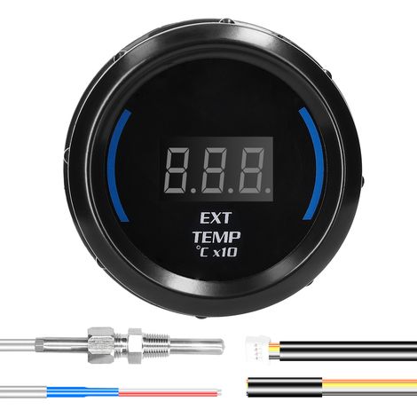 Jauge de température des gaz d'échappement de 52 mm, compteur de température numérique de voiture, affichage LED EGT (40-120)℃x10 avec fonction d'alarme de capteur pour voiture, camion, moto (1/5)