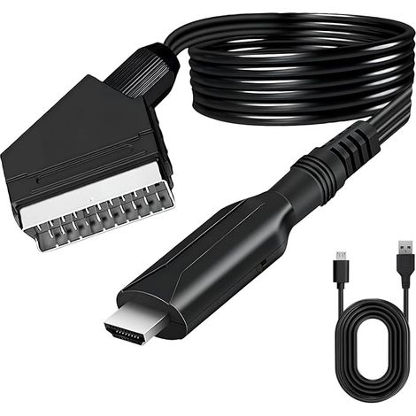 Convertidor Aivane SCART a HDMI, cable adaptador SCART a HDMI todo en uno de gama alta para audio y video HD 1080P/720P, compatible con HDTV, DVD, VHS, Xbox, STB, PS3, Sky y Blu-ray. (1/5)
