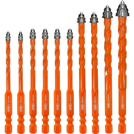 Foret Carrelage 10 Pièces Ø 5-12 mm Foret Carbure de Tungstene (1/5)