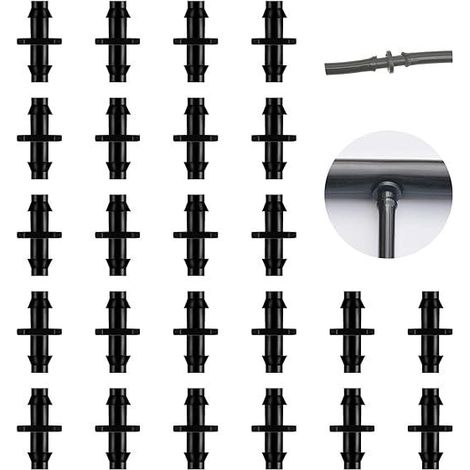 Raccord d'irrigation goutte à goutte, 200 pièces de connecteurs barbelés pour tube 1/4 pouce, joints droits de jardinage, adaptateurs d'arrosage micro-percé, kit de fixation pour système d'irrigation (1/5)