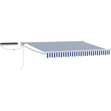 Store banne électrique rétractable, bleu et blanc, 2,5 x 2 mètres. (1/5)