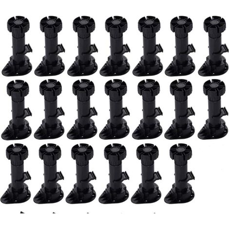 20 Pièces Pieds D'Armoire Plastique, Pied Meuble Cuisine, Pieds Réglables pour Cuisine, Plus Épais Pieds Meuble Réglables en Plastique avec Clip Fixation Base, pour Armoire et Canapé (20) (1/5)