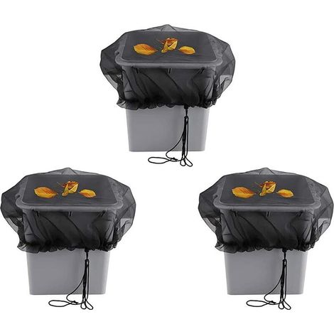 Lot de 3 housses en maille pour tonneau de pluie, seaux de collecte d'eau pour garder les les débris hors de votre filet de protection pour les tonneaux de pluie de jardin en plein air (1/5)