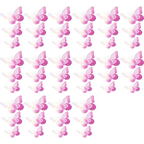 Autocollant Mur Métallique Papillon 3D - 48 Pièces 4 Modèles 3 Tailles (7,6 cm 10,2 cm 12,7 cm) - Décoration Murale Amovible Sans Trace - Pour Fête Anniversaire Chambre Enfant Salle de Jeu (1/5)