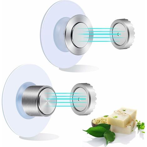 Porte Savon Aimanté 2 Pièces Porte Savon Magnetique Porte Savon Douche avec Ventouse Porte Savon Mural INOX,sans Perçage, Support Savon Solide pour Lavabo, Douche et Baignoire (1/5)