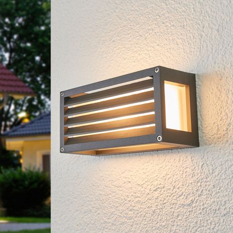 [GEBRAUCHT] B-Ware Lucande Gestreifte Außen Wandleuchte Aurelien Wandleuchte Lampe E 27 Dunkelg514 (1/2)