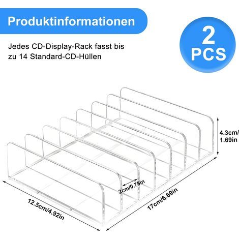 Supports pour CD Transparents 2pcs Supports de Rangement pour CD Porte Transparent Storage Rack Rangement pour DVD Ombre à Paupières Palette de Maquillage Cosmétiques et Livres (1/4)