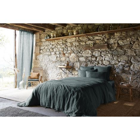 Housse de couette 240 x 220 cm Lin lavé français Soline Ardoise (1/3)