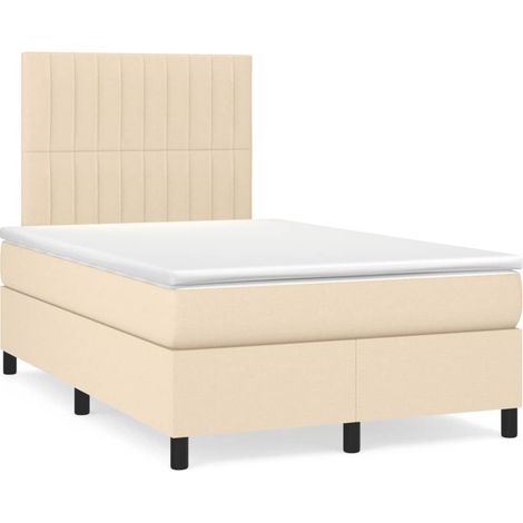 Boxspringbett mit Matratze & LED Creme 120x190 cm Stoff