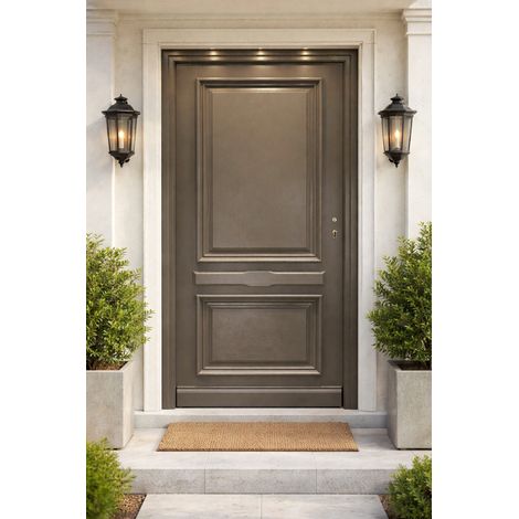 Porte D'entrée Bois Pleine Cassy Gris Quartz, H215 X L90 Cm Côte Tableau P. Gauche Gd Menuiseries