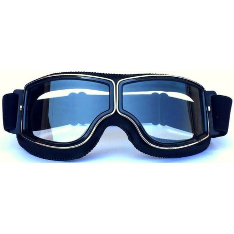 Lunettes de Moto et Jet Lunettes de Protection Masques de Moto 18x8cm (Cadre noir + lentille transparente)--TRIMEC (1/5)