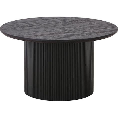 ANKARA - Table basse Ronde 80cm Pieds Relief MDF Effet bois foncé (1/5)
