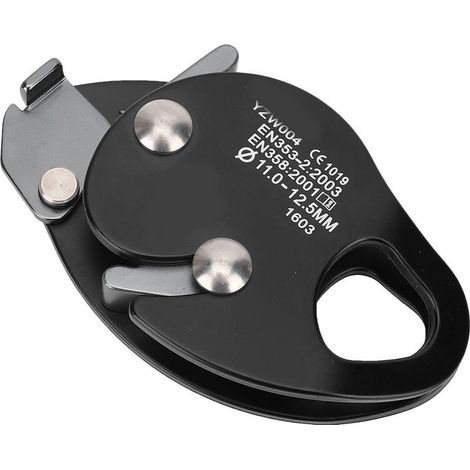 Descendeur Autobloquant avec Mâchoire de Sécurité pour Corde 11-12.5mm - Équipement d'Escalade et de Sauvetage (Noir) (1/5)