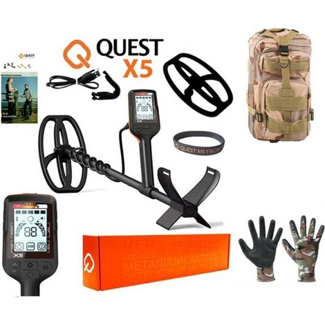 Quest Metal detector + Salva piastra - X5 (Adventure pack)