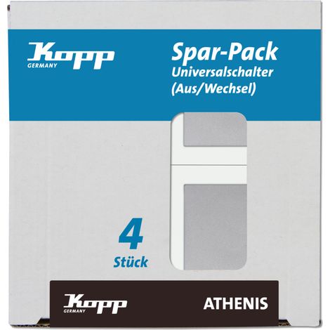 Kopp - ATHENIS – Profi-Pack: 4 Universalschalter (Aus-/Wechsel), Farbe: stahl - 589647058 (1/3)