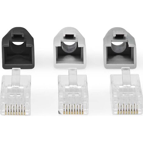 Conector rj45 paso rj45 solidotrenzado utp cat6 recto chapado en oro 10 uds pvc gris negro blanco cajas