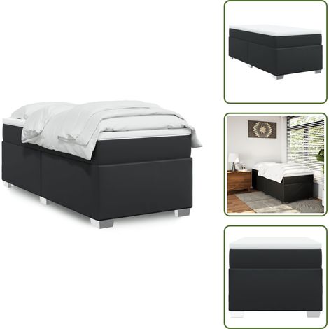 Sommier à lattes de lit avec matelas Noir 90x200 cm Similicuir - Lit Double - Literie - Chambre À Coucher - Meuble De Chambre - Sommier