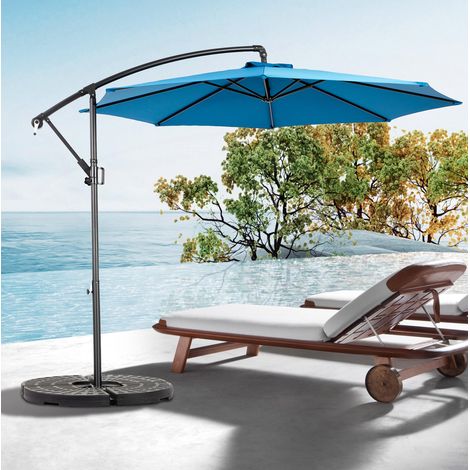 Parasol déporté 10 ft inclinable acier bleu foncé OKMYHOME (1/5)