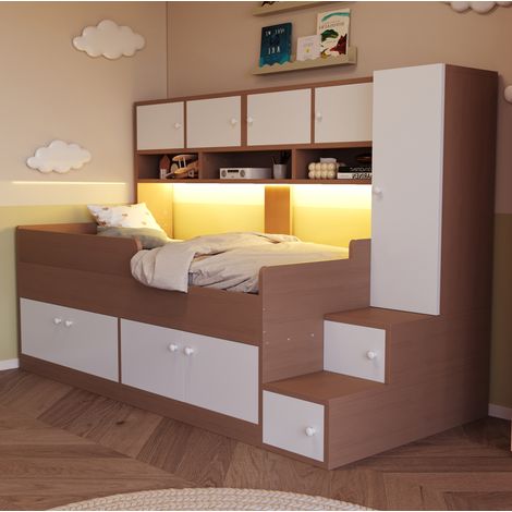 letto letto camera 90x200 contenitore con armadio OKMYHOME (1/4)