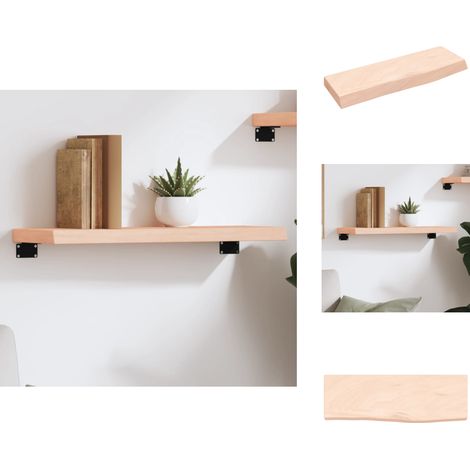 Wandregal 60x20x4 cm Massivholz Eiche Unbehandelt - Wandregal - Eichendielen - Holzmöbel - Rustikal - Deko Regal (1/5)