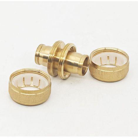 Raccord de réparation tout cuivre à 6 points pour rallonge de tuyau d'arrosage haute pression domestique et de jardin, raccord rapide, joint bout à bout en cuivre 3/4". (1/4)