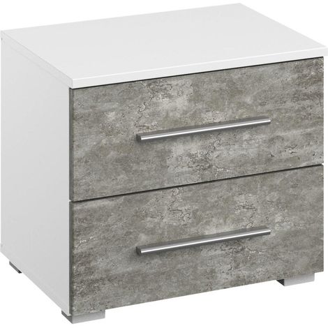 Chevet moderne blanc/gris béton Carolina