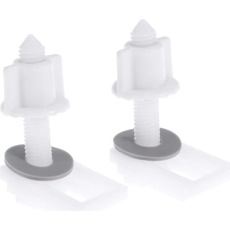 ZVD-Lot de 6 charni&egraveres en plastique pour si&egravege de WC avec &eacutecrous et rondelles. (1/4)