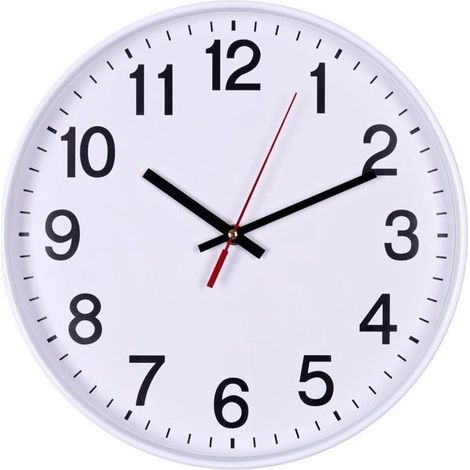 Orologio da parete al quarzo silenzioso in plastica, 30 cm, cifre arabe, ideale per scuola, ufficio, soggiorno e cucina. (1/5)