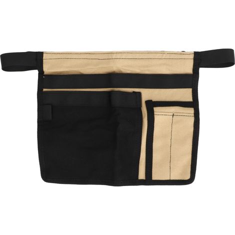 Tablier de Travail avec Poches pour Outils, Ceinture Ajustable en Toile Résistante pour Jardinage et Bricolage, Couleur Khaki-Noir