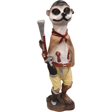 Figur Erdmännchen -Pirat mit Flinte 61 x 16 x 14 cm braun Dekofigur