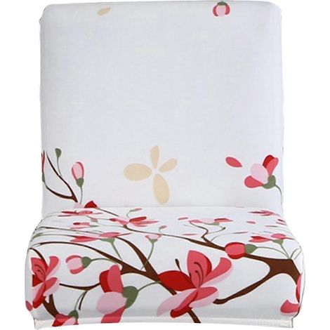 Housse de tabouret de bar à dossier bas imprimée moderne, souple et extensible, pour comptoir. Accessoires confortables.-Peach Blossom (1/5)