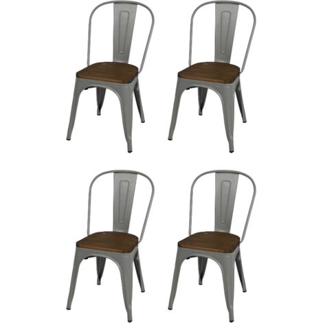 Lot de 4 chaises en métal "Liv" - Gris mate - L 36 x l 45 x H 84 cm - Livraison gratuite (1/3)