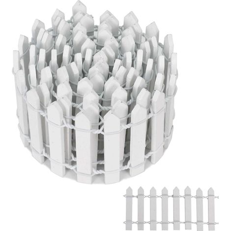 Clôture de Jardin Miniature, Mini Clôture en Bois 90 x 5 cm, DIY pour Pot de Fleurs, Micro Paysage, Terrarium, Maison de Poupée, Bonsaï, Accessoires de Jardin Mini (Blanc) (1/5)
