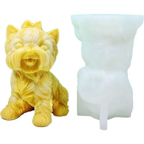 3D-Kerzenform aus Silikon in Hundeform, handgefertigte Tischdekoration, Gipsform
