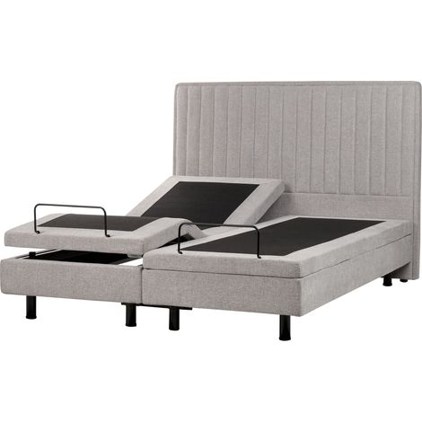 Cama articulada eléctrica moderna mando a distancia ajustable tapicería de tela gris claro 160 x 200 cm Duke II (1/5)
