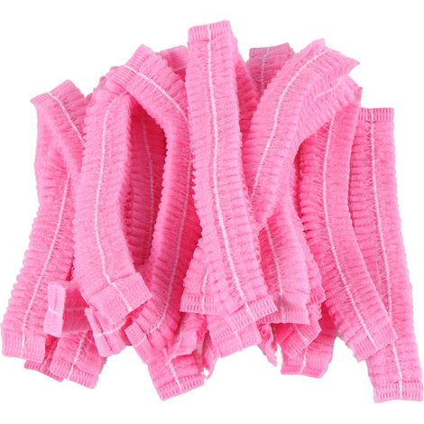 100 redecillas para el cabello, tela no tejida, 53 cm, rosa, uso higiénico, cocina y laboratorio. (1/5)