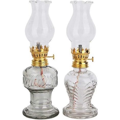 Lampes à pétrole vintage pour intérieur (lot de 2), 20 cm de hauteur, avec verre ouragan (1/2)
