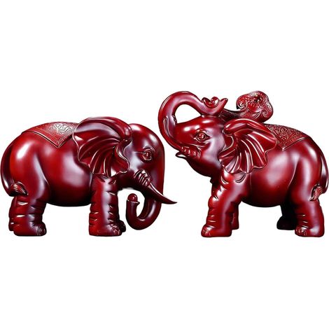 Statue d'Éléphant en Bois - Statuette Animale Sculptée à la Main - Ornement (1/5)