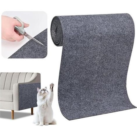 Protection de canapé pour chat, autocollante et sur mesure, 40 x 200 cm, protège les meubles contre les griffes (gris foncé). (1/5)