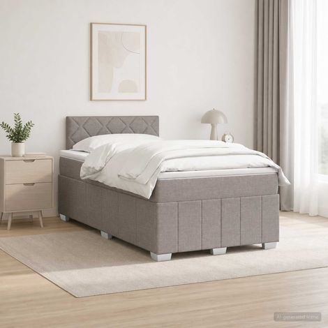 vidaXL Lit boxspring avec matelas Taupe 120 x 200 cm Tissu (1/5)