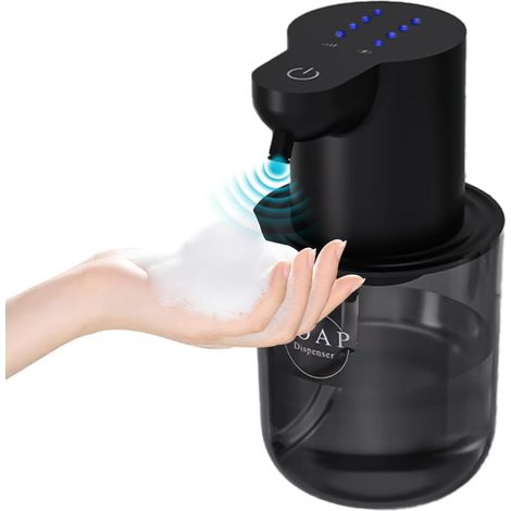 400 ml automatischer Seifenspender wasserdicht, elektrischer Schaumseifenspender mit Sensor, Wandmontage, 4-stufig einstellbares Schaumvolumen, schwarz, für Badezimmer, Küche