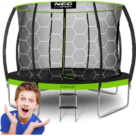 Trampolino da giardino profilato 12 piedi/374 cm con rete interna Neo-Sport (1/5)