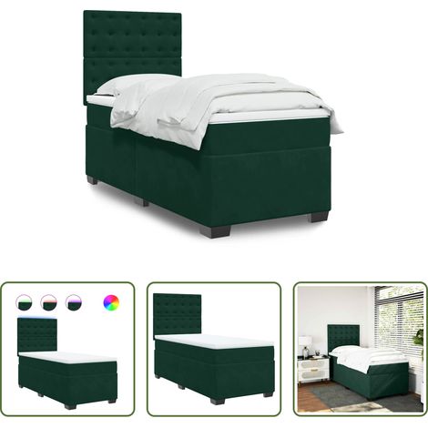 vidaXL Samt - Boxspringbett mit Matratze Dunkelgrün 90x200 cm Samt (1/5)