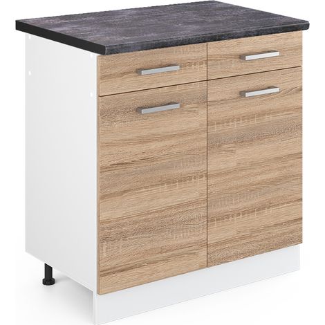 Mobiletto base per cucina R-Line, Sonoma, 80 cm , PL Antracite, Vicco