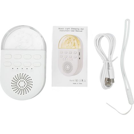 Machine à bruit blanc avec 10 sons naturels, 2 berceuses et veilleuse, rechargeable par USB, portable, aide au sommeil musical (1/5)