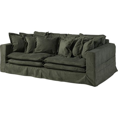 KINGSTON Divano 3 posti - stoffa / verde 236x138x76