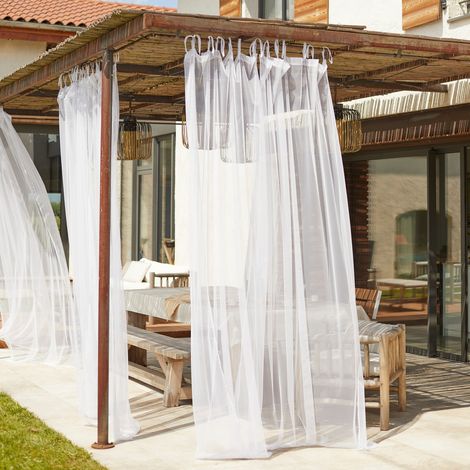 Voilage moustiquaire à nouettes blanc 300x280 cm – 100 % polyester – Protection efficace contre les insectes – Facile à accrocher (1/5)